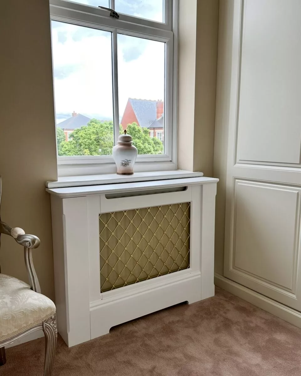 Regency Brass radiator cover in a pre-war room