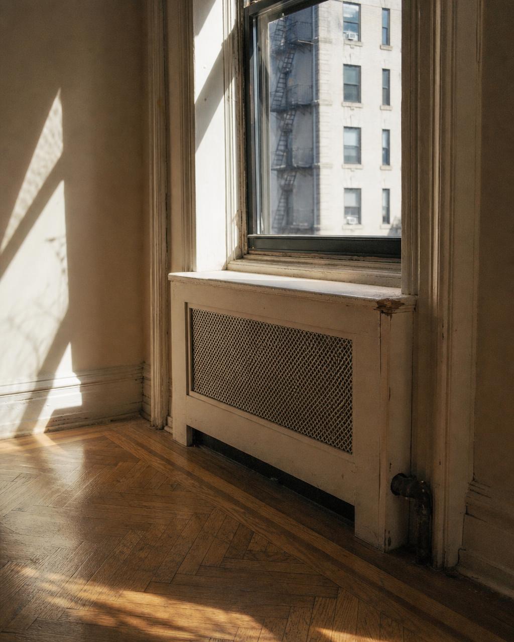 Shaker radiator cover in a pre-war room